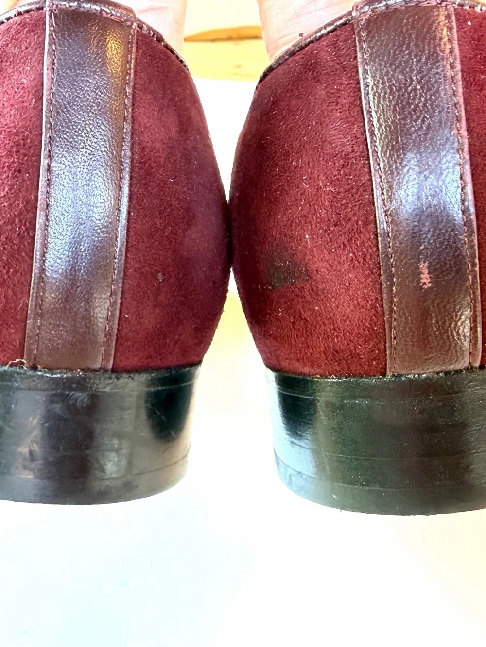 Talbots Burgundy Suede Smoking Loafers Made in Spain Leather Sole